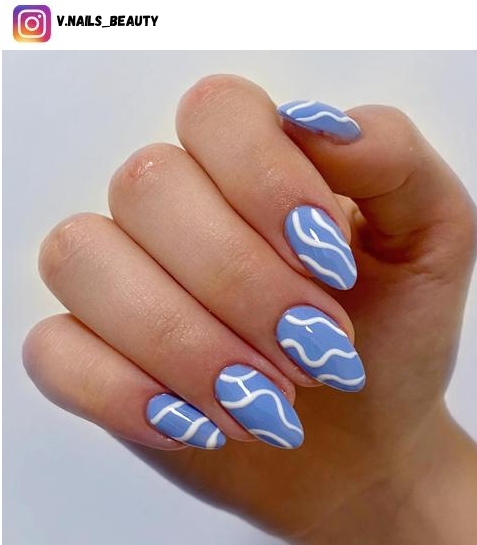 white and blue nail designs