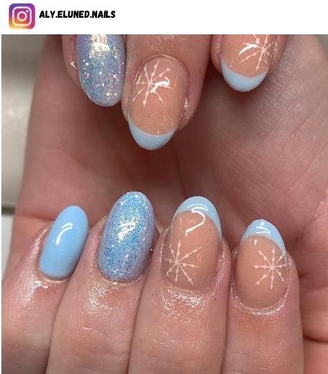 white and blue nail design