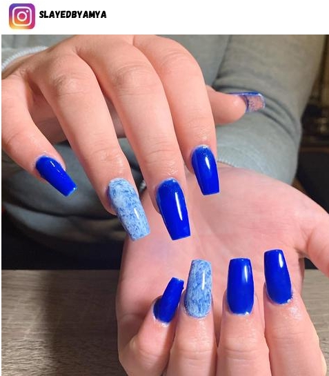 acrylic blue nail polish design