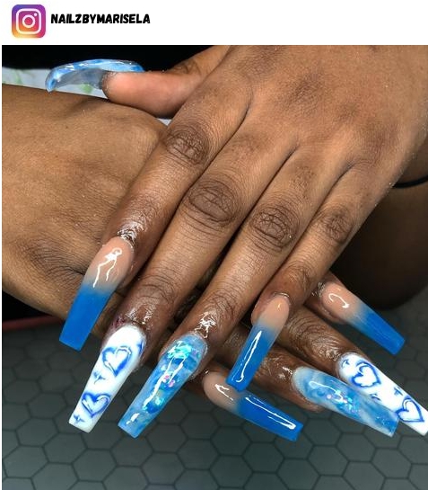 acrylic blue nail art