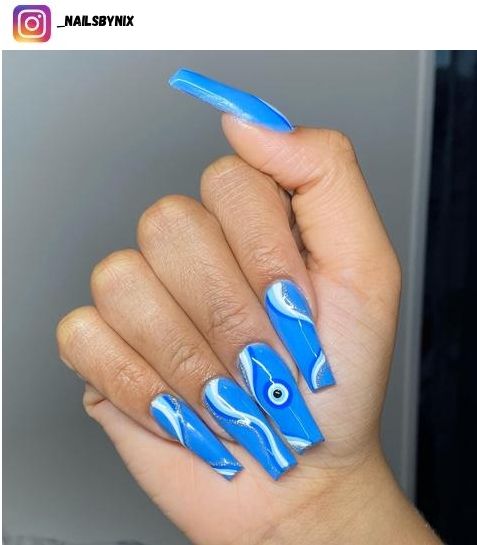 acrylic blue nail design
