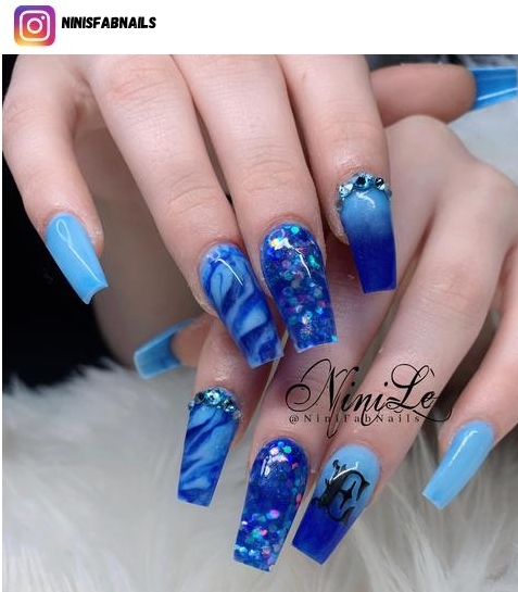 acrylic blue nail design ideas