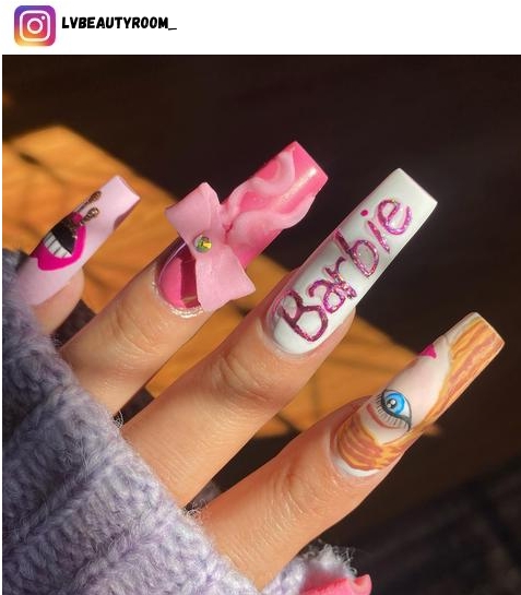 barbie nail art