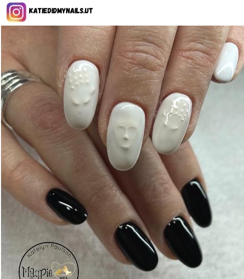 black and white nail polish design