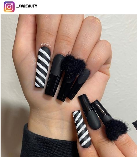 black and white nail design