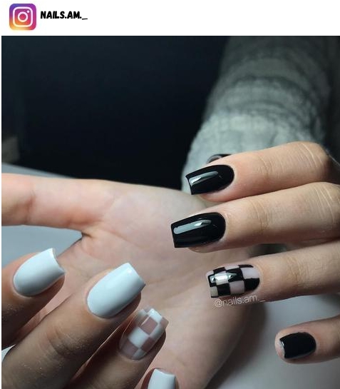 black and white nail polish design