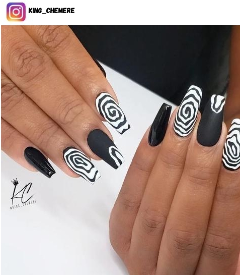 black and white nail art
