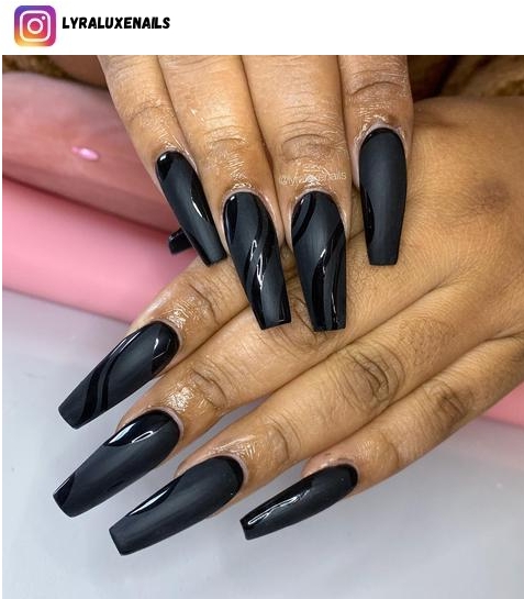 Black Matte Nails With Gloss Tips – Nail Barbieee