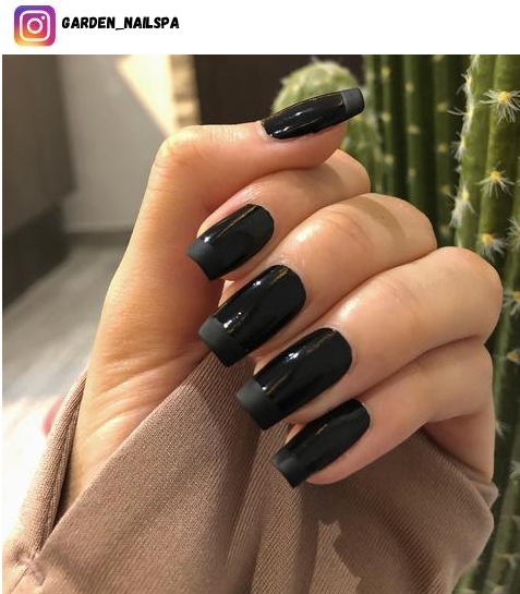 black square nail polish design