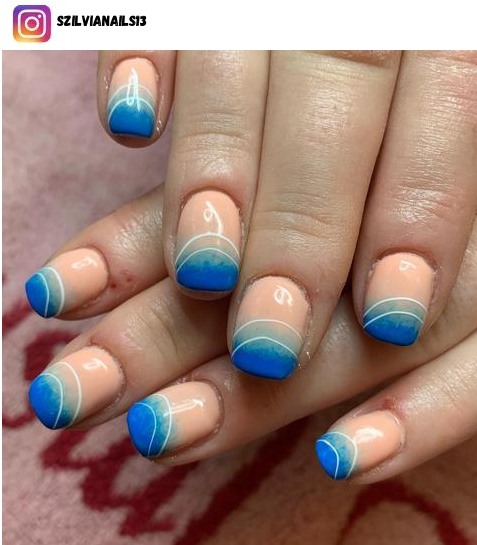 blue ombre nail design