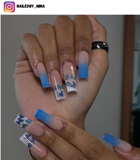 blue ombre nails