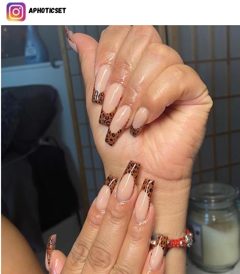 brown nail polish design