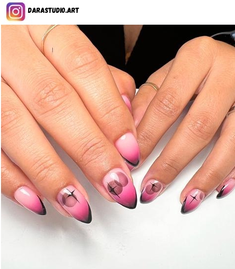 classy pink and black nail designs