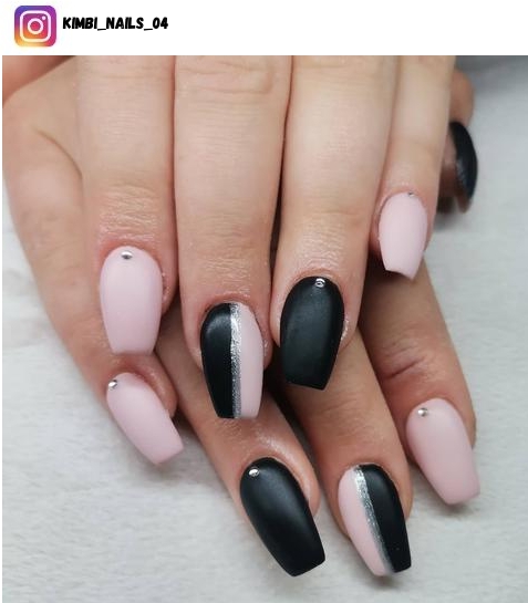 classy pink and black nail design
