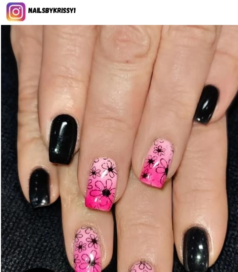 classy pink and black nail art