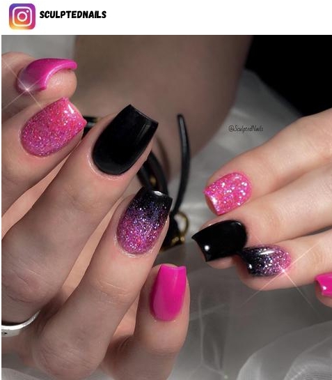 classy pink and black nail design ideas