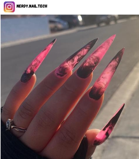 classy pink and black nail designs