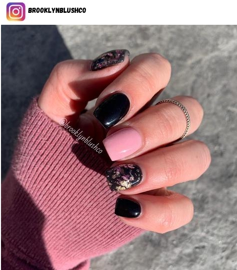 classy pink and black nail art