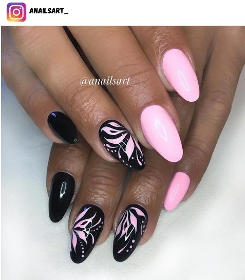 classy pink and black nails