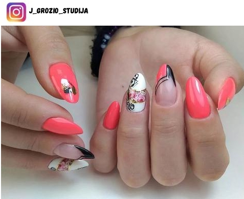 classy pink and black nail polish design