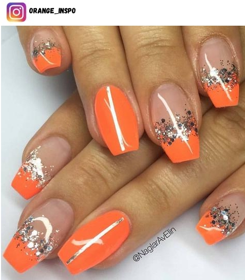 coffin orange nail art