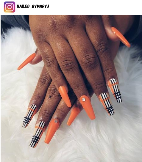 coffin orange nail designs