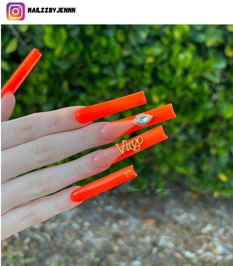 coffin orange nail polish design