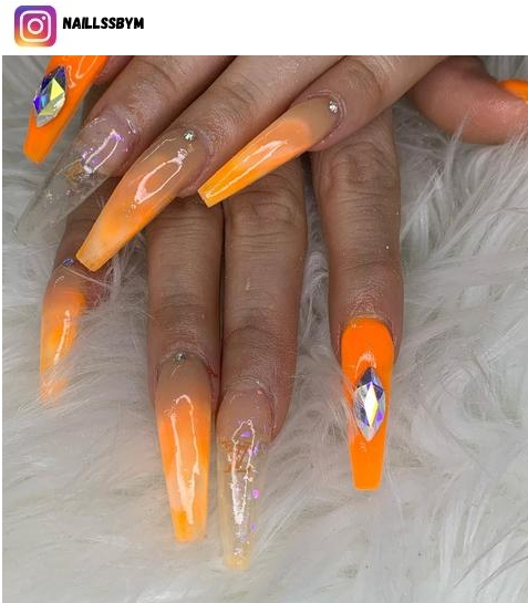 coffin orange nail designs