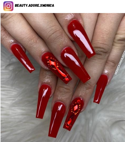 coffin red nail art