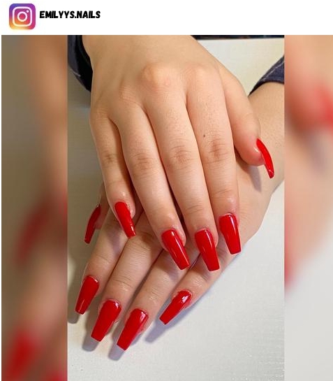 coffin red nail polish design
