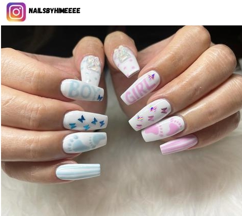 gender reveal nail polish design