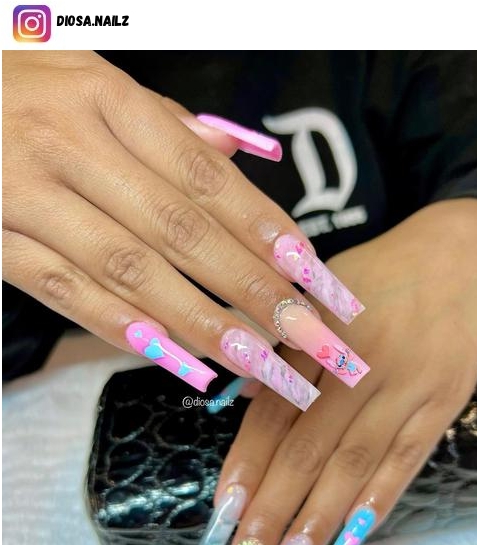 gender reveal nail polish design