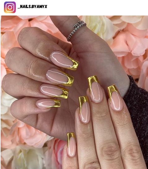 gold french tip nail designs