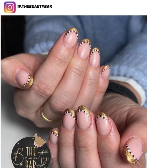 gold french tip nail design ideas