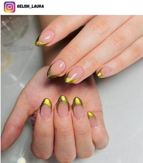 gold french tip nail polish design