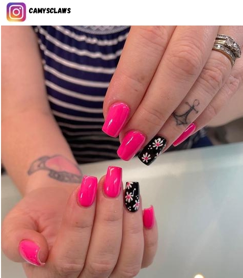 hot pink nail art