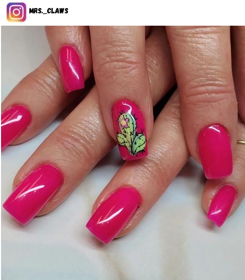 hot pink nail polish design