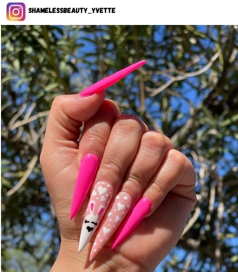 hot pink nail design