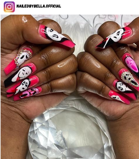 hot pink nail designs