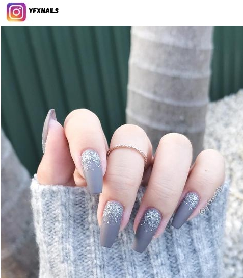 matte grey nail art