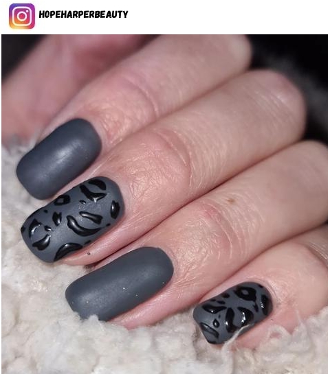matte grey nail design