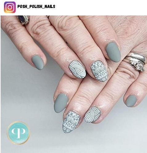 matte grey nail design