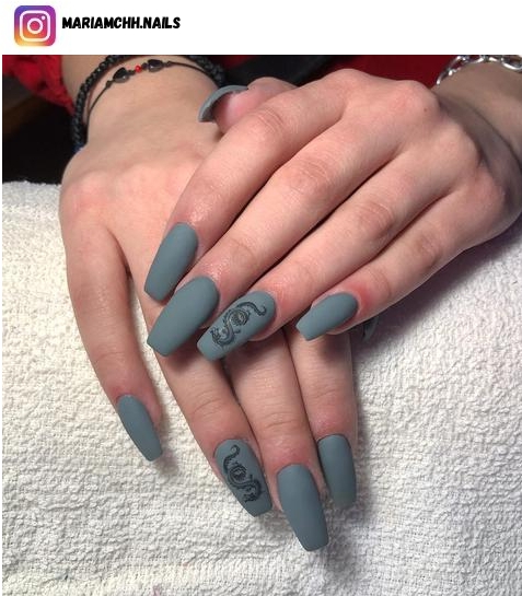 matte grey nail art