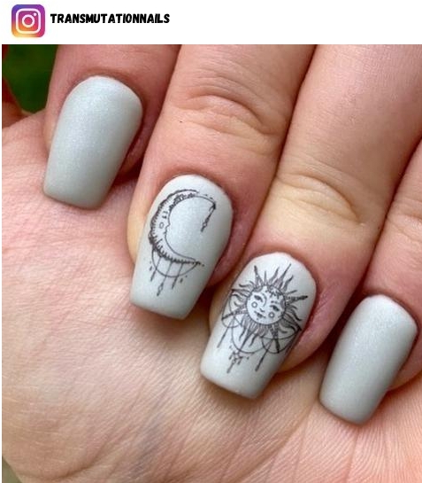 matte grey nail designs
