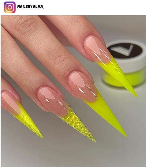 neon yellow nail art