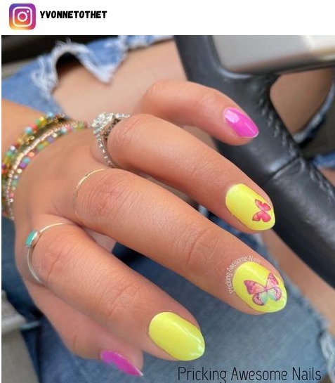 neon yellow nail polish design