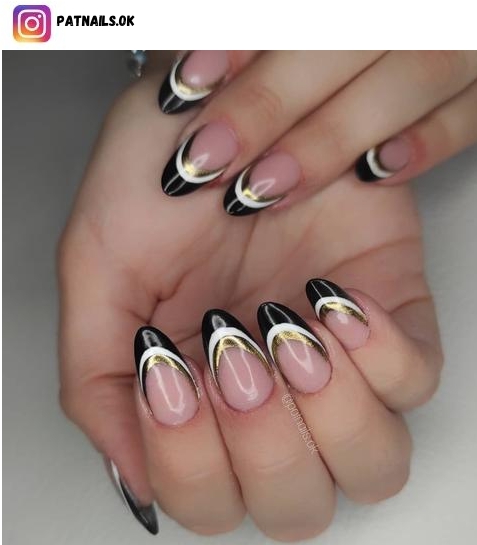 oval french tip nails