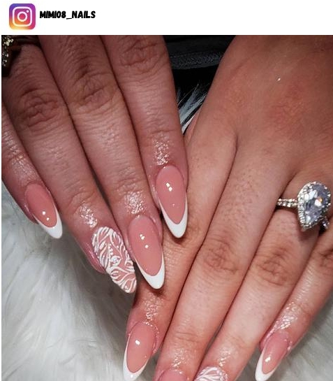 oval french tip nail design