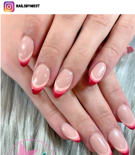 oval french tip nail polish design
