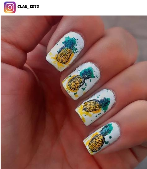 pineapple nail polish design